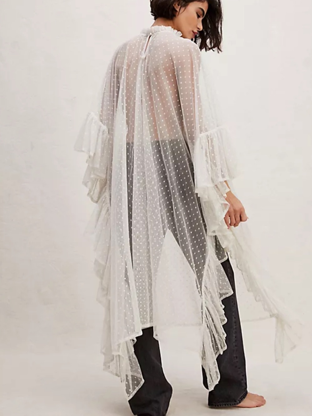 Free People Swiss Dot Ruffle Kaftan NWT - Picture 2 of 6